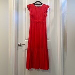 Cynthia Rowley Red Ruffle Sleeve Dress